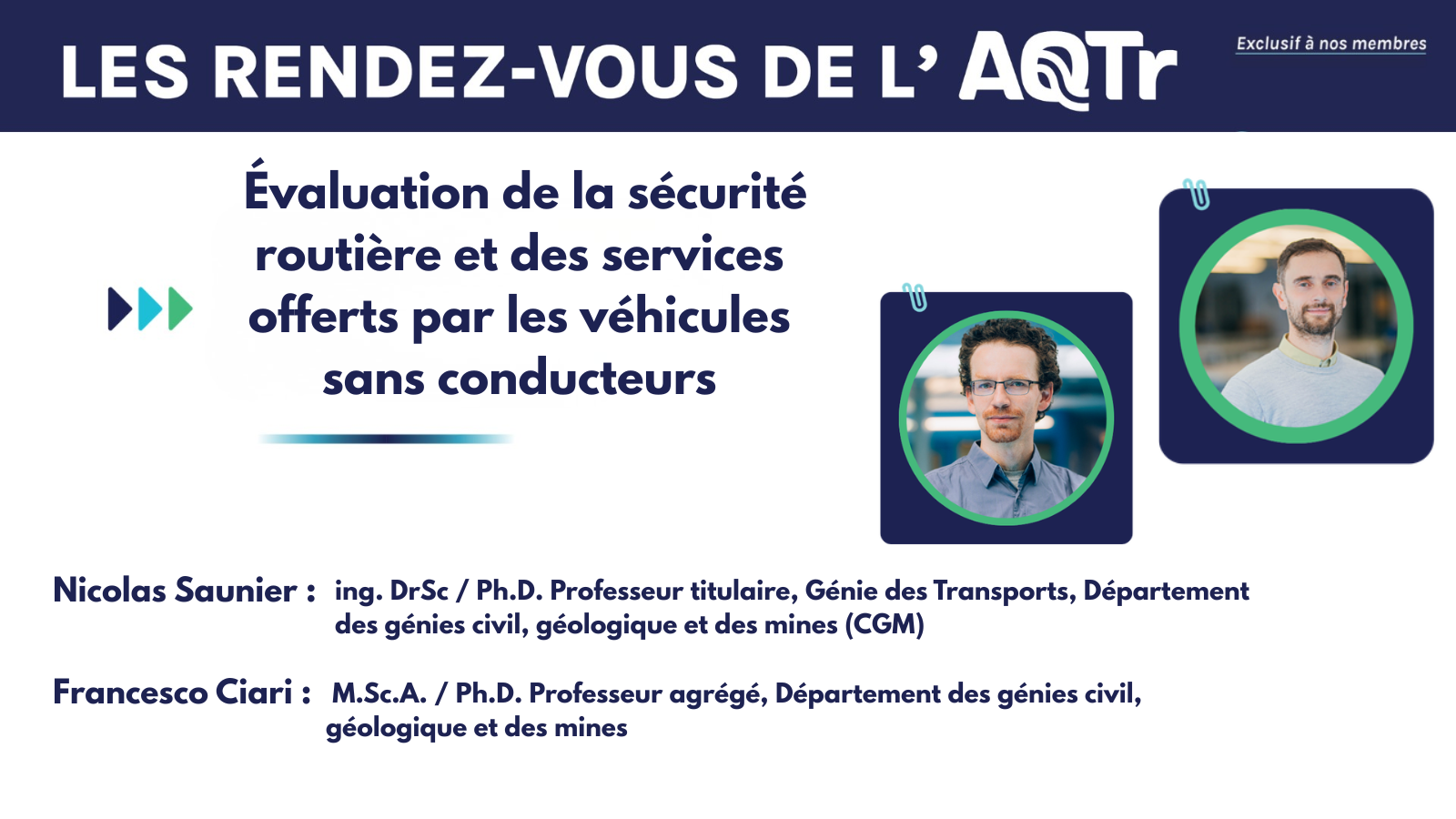 Retour - RDV AQTr - 16 septembre - Nicolas Saunier et Francesco Ciari 